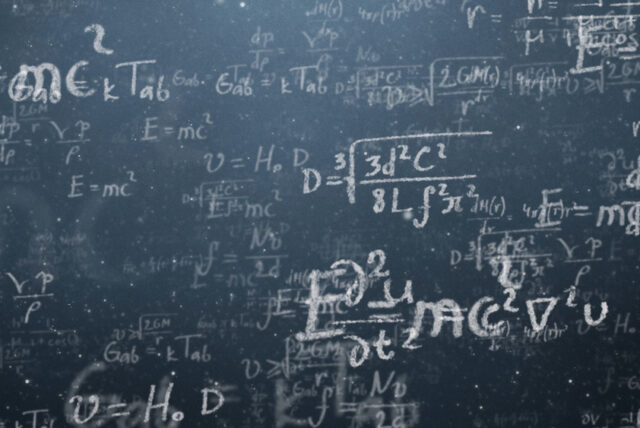 Blackboard with mathematics formulae
